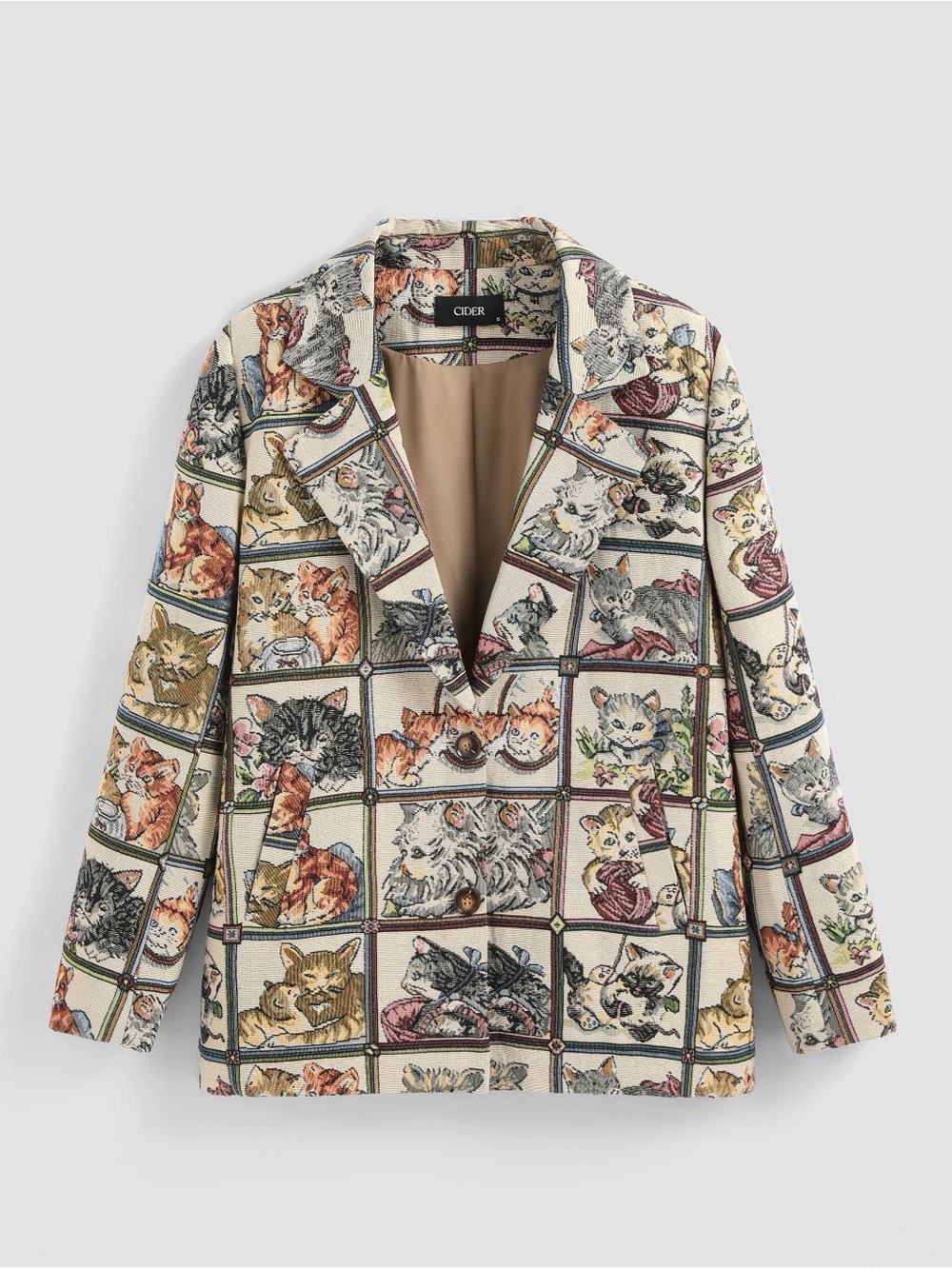 Cider NOTCHED COLLAR CAT CHECK BLAZER